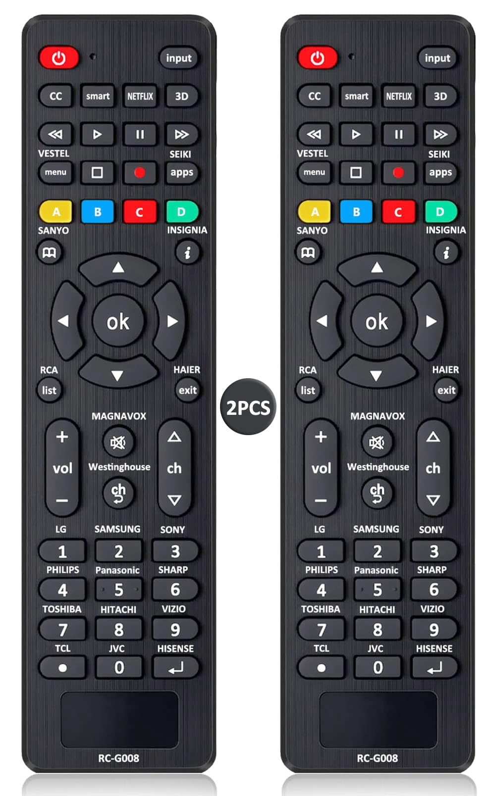 (Pack of 2) Universal TV Remote Control Replacement for TCL, Samsung ...