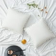 thumbnail image 1 of Pack of 2 Velvet Throw Pillow Covers Pompom Decorative Pillowcases Solid Soft Cushion Covers with Poms Square for Couch Sofa Bedroom Car 18x18inch Dark Green, 1 of 6