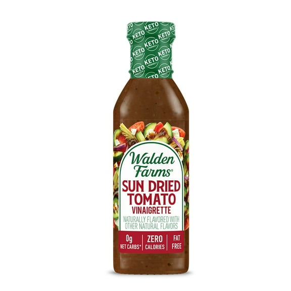 Pack of 2 - Walden Farms Sun Dried Tomato Vinaigrette Dressing 12 Oz Bottle - Sugar Free 0G Net Carbs Condiment - So Tasty On Salad, Grilled Chicken, Vegetables, Marinade Meat Or Fish And Many More