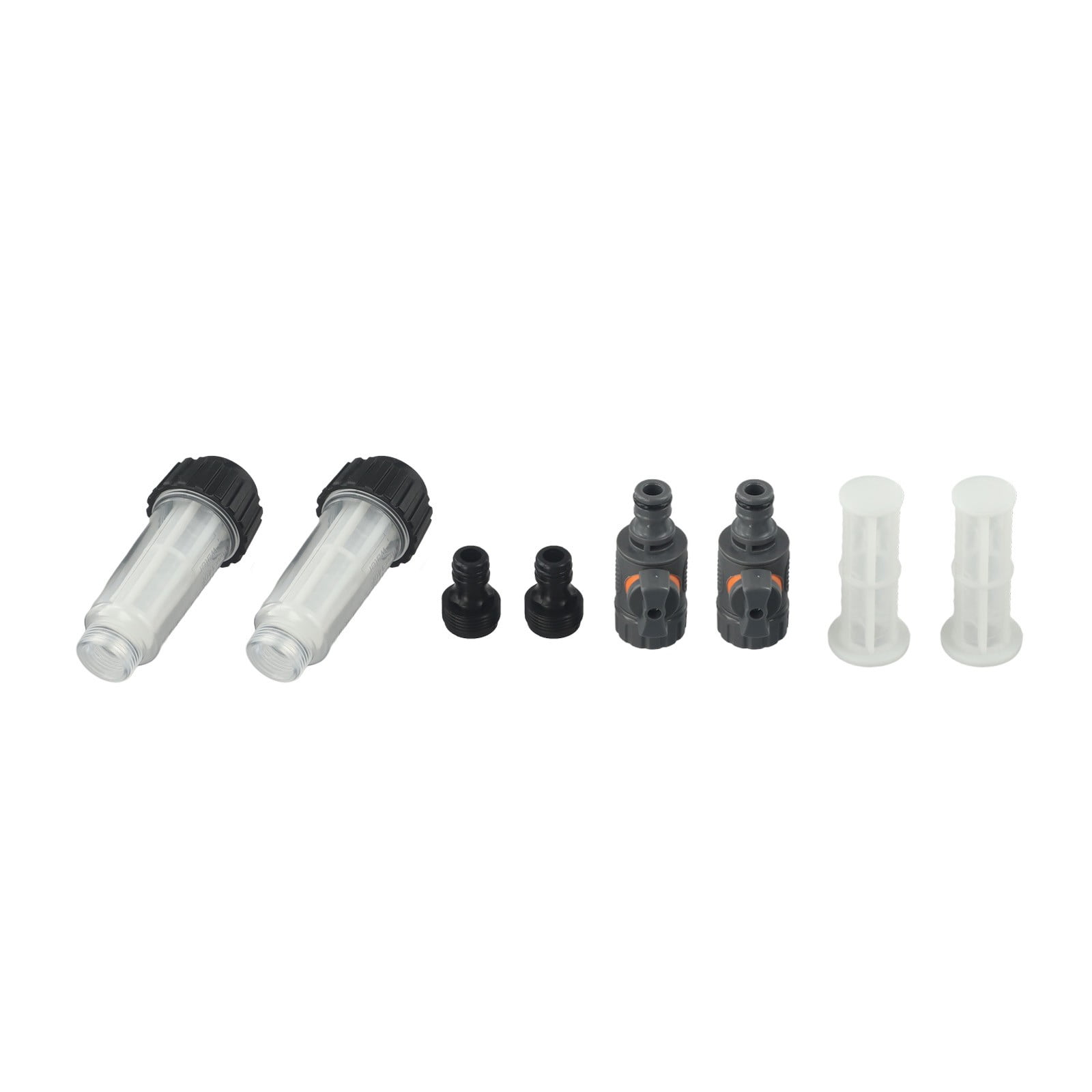 Pack of 2 Water Filters for Motorhome Equipment with Replacement Strainers, Quick Adapters & Regulating Valves - Camping Water Filter for Caravans, Yachts, Pressure Washers, Garden & Patio
