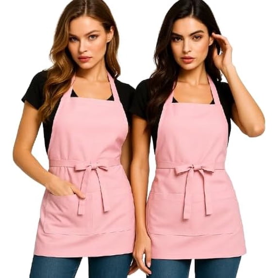 Pack 2 Waterproof Short Aprons for Women with 3 Pockets – Kitchen & Chef Cooking Apron