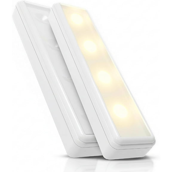 Pack of 2 Wireless LED Stick on Lights Battery Operated Under Cabinet Lighting - 8.5 Inches Long - 65 Lumens Push Light for Kitchen, Closet, and Countertops