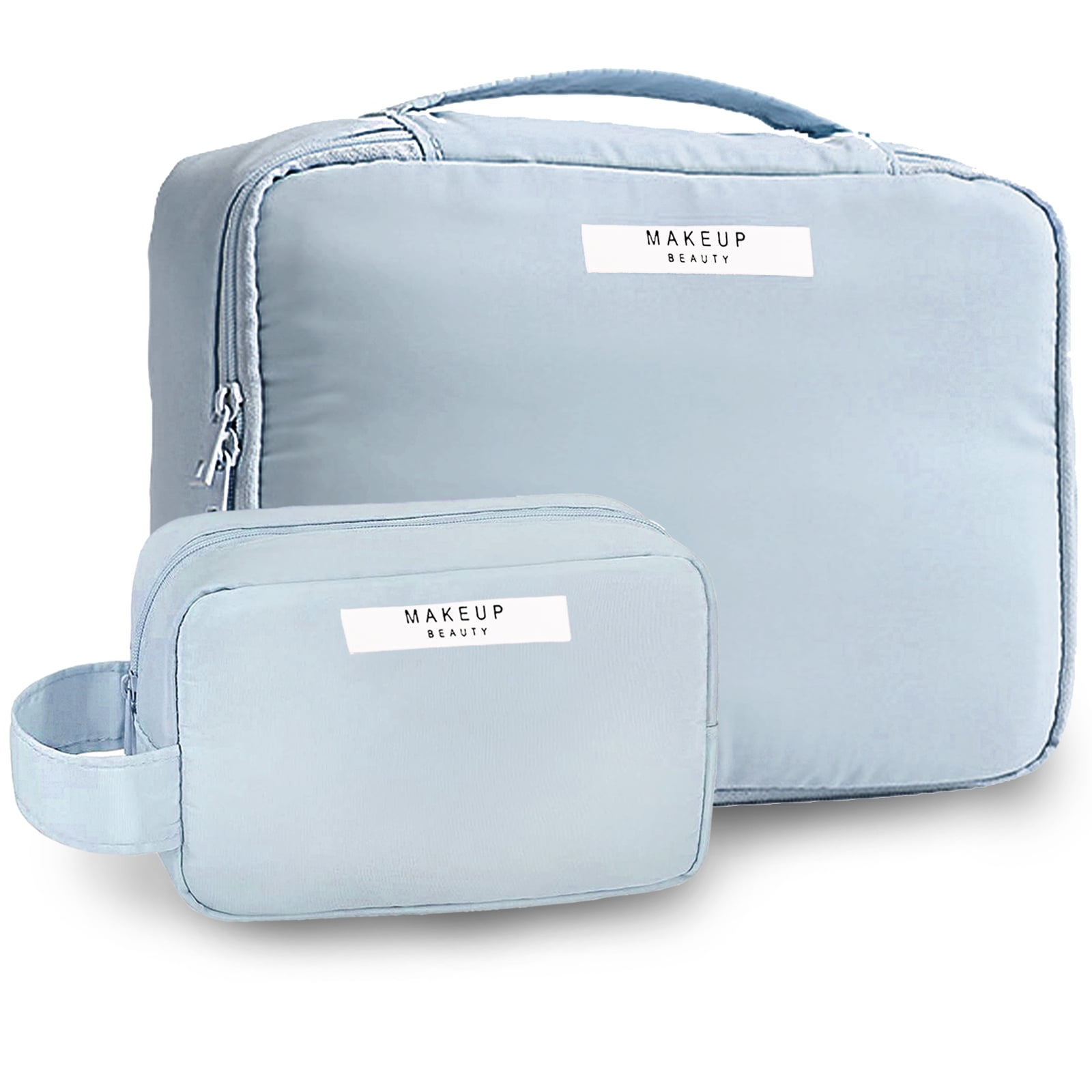 Pack of 2 cosmetic bags, double layer waterproof makeup bag, portable makeup bag, toiletry bag