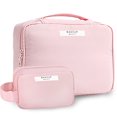thumbnail image 1 of Pack of 2 cosmetic bags, double layer waterproof make-up bag, portable make-up bag, toiletry bag make-up bag set, travel bag make-up, make-up bag organizer for women and girls(Pink), 1 of 7