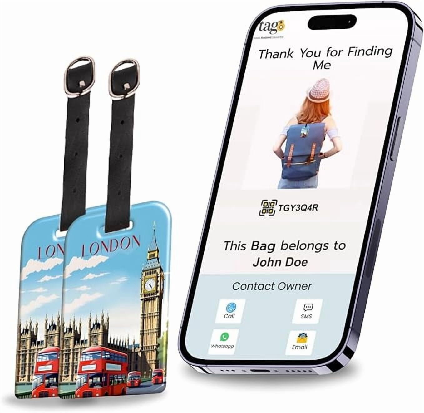 [Pack 2] tag8 London Smart Bag tag |Trendy Luggage tag ID ...