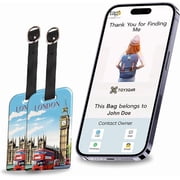 [Pack 2] Tag8 London Smart Bag Tag|Trendy Luggage Tag ID Identification Big Ben Theme Fashionable Digital name Tag | Airline Compliant, SITA World Tracker Code Enabled | Travel Gift idea, Collectible