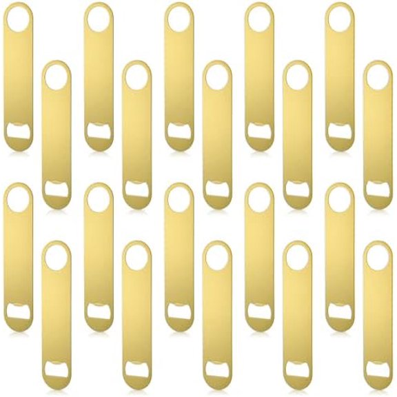 Pack of 20 Flat Bottle Opener Stainless Steel Beer Openers Blanks Heavy Duty Bar Funny Bartender Bottle Opener for Men Women Kitchen Party Supplies, 7 Inch (Gold)