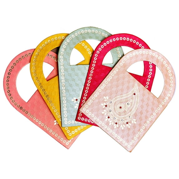 Pack of 20 Indian Money Gifting Envelopes With Handle-enabled money Lifafa Decorative Cash holders for all occasion Diwali, wedding Gift of Prosperity Multi Color (20)