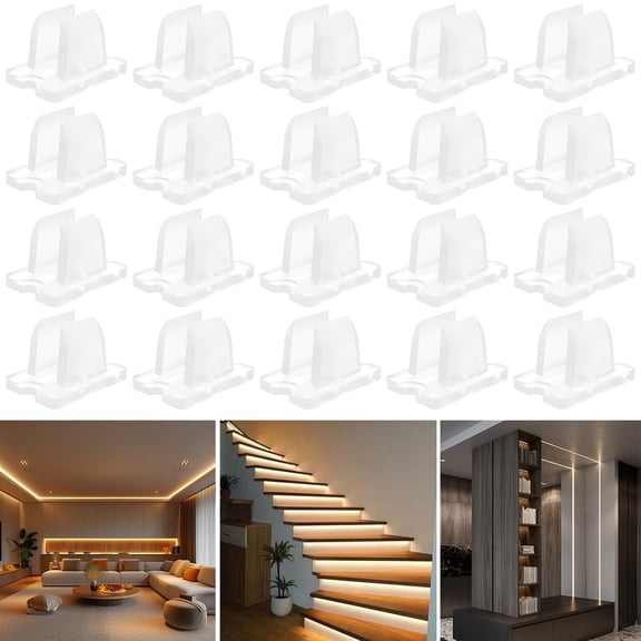 Pack of 20 Waterproof LED Strip Mounting Clips Holder Mounting Bracket Neon Mounting Clips Fixing Clamps Holder with 50 Screws for 5mm to 6mm LED Strip Lighting Translucent