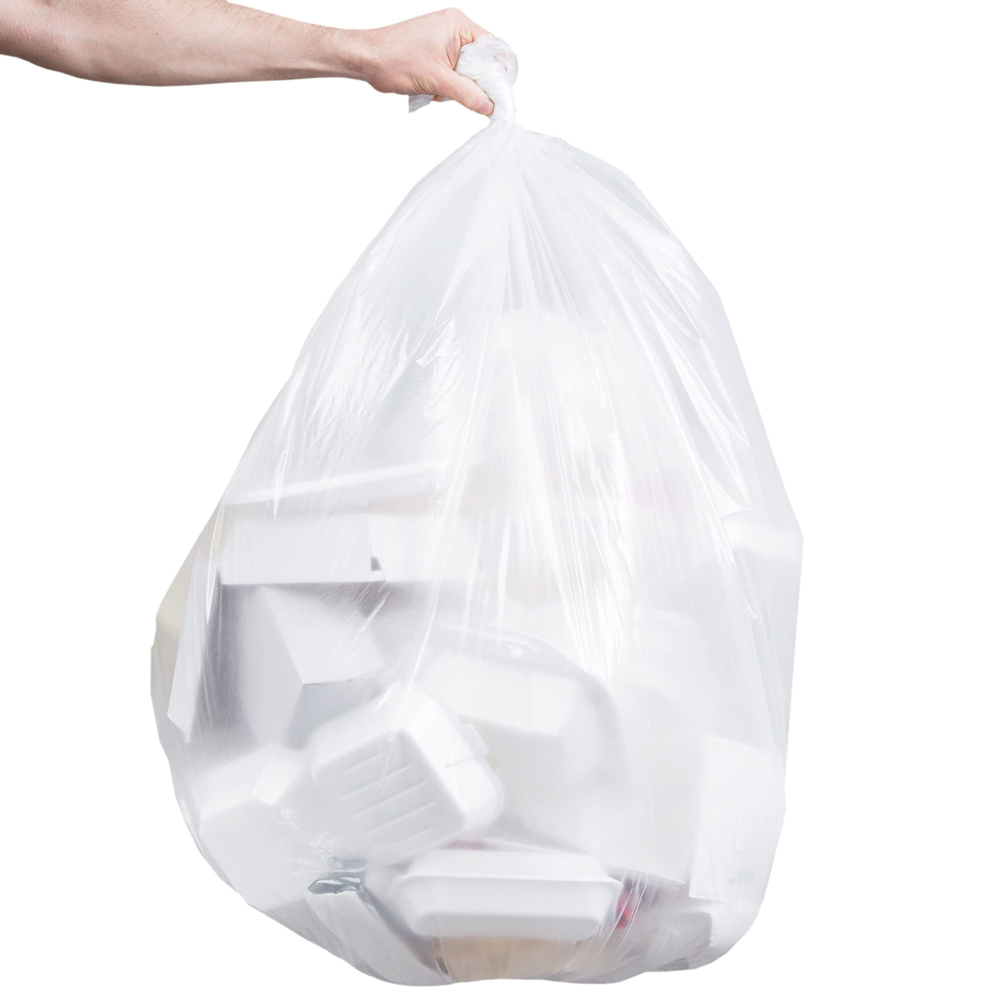 Garbage Bags High Density Plastic Clear 200 count 36 x 58 in 55 gallon Regular Duty