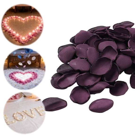 Pack of 200 Silk Rose Petals, Dusty Rose Blush Faux Flower Petals for Wedding Aisle, Table Scatter, Proposal, Party Confetti Bridal Shower Romantic Night Decoration, Reusable, Purple