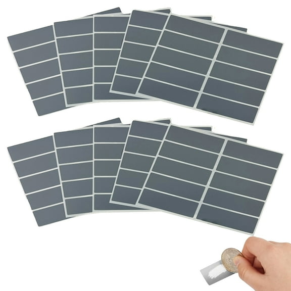 Pack of 200 scratch stickers, 48 ??x 15 mm scratch cards to make yourself, rectangular scratch off stickers, scratch labels, surprise scratch stickers for DIY (silver)