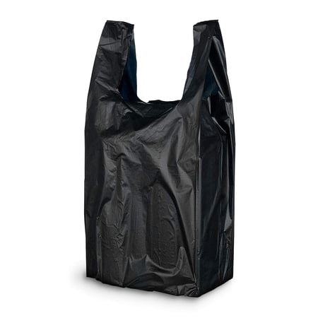 Black T-Shirt Carry-Out Bags, 0.65 Mil Unprinted Shopping, 2000 Count, 6 x 4 x 15 in