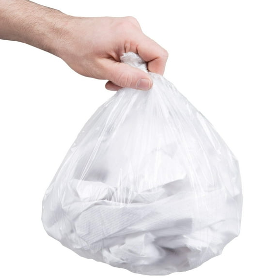 Pack of 2000 Clear Trash Bags 17 x 18. Thickness 6 Micron. High Density Polyethylene Garbage Can Liners 17x18. Tear Resistant Trash Liners for Offices, Schools, Kitchen. Wholesae Price.