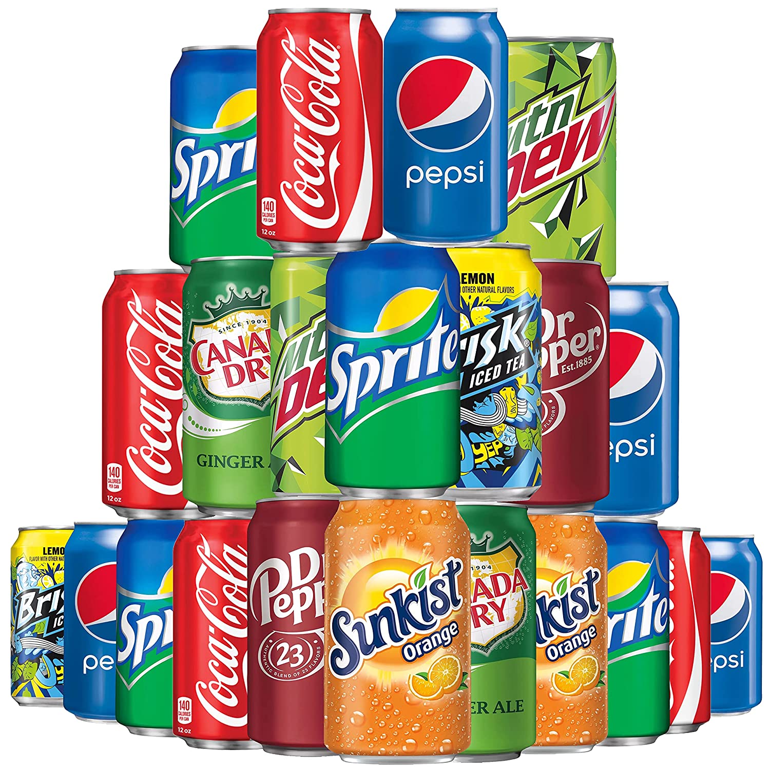 YGTX Soda Variety Pack 22 Cans 8 Multi Flavors Cola Pepsi Sprite 
