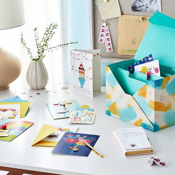 Pack of 24 Handmade Assorted Boxed Greeting Cards, Watercolor-Birthday Cards, Baby Shower Cards, Wedding Cards, Sympathy Cards, Thinking of You Cards, Thank You Cards, Multicolor, 5EBN1002