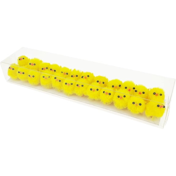 Pack of 24pcs, 1.1 inches High Mini Easter Chicks, Fluffy Chenille Little Tiny Chicks, Party Supplies Easter Bonnet Decorations Cake Decorations (Yellow)