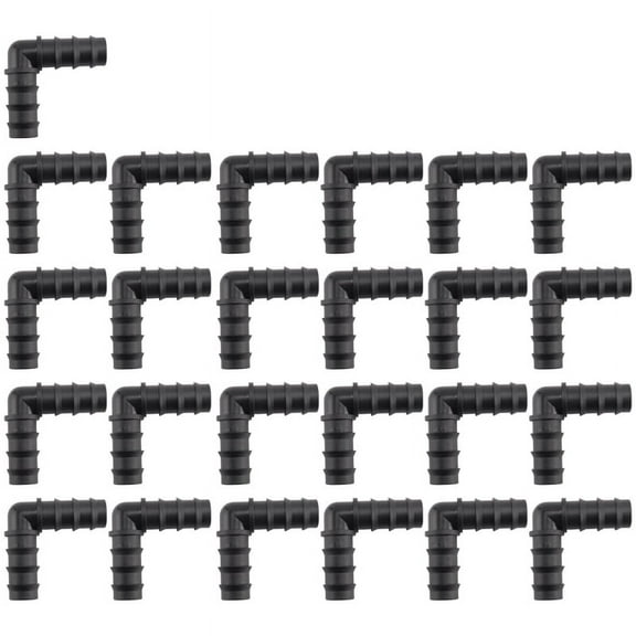 Pack of 25, 1/2 Inch 90 Degree Elbow, Barb Crimp Pex Fitting, Plastic Pex Fittings, (1/2 Inch Elbow, 25Pcs),1 set x 1/2 Inch 90 Degree Elbow(25pcs),Black