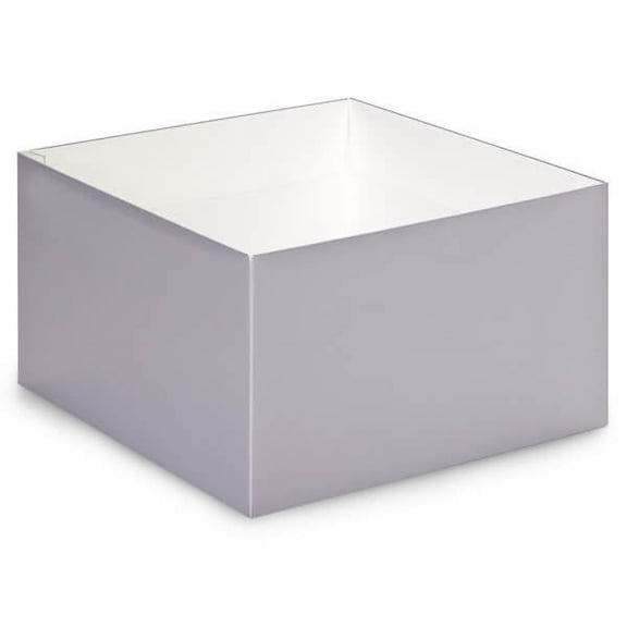 Pack of 25, Solid 10 x 10 x 5.5" Metallic Silver Gift & Gourmet Box Bases to Use Food Safe Barrier Like Food Grade Tissue or Cello for Food Packaging(Lids Sold Separately)