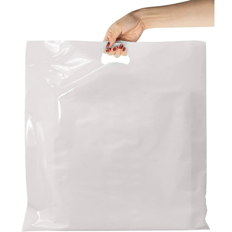 Pack of 250 White Shopping Bags with Die Cut Handle 20 x 20 x 5 Thickness 1.7 Mil. Bottom Gussset. Low Density Polyethylene Bags 20x20x5 Retail Plastic Bags. Poly Bags with Die Cut Handles. Walmart ...