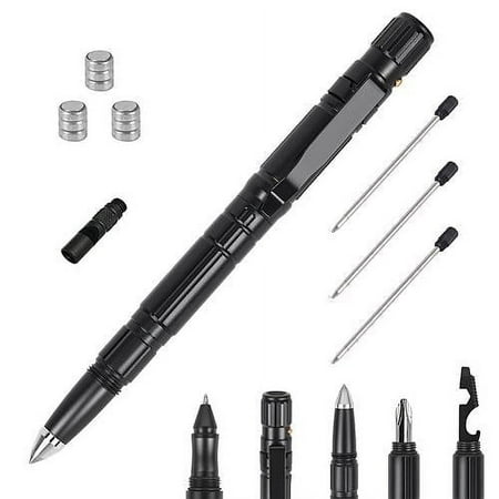 [Pack of 3] 11 In 1 Tactical Pen Gear Set Multi-tool Survival Pen Set Cool Gadget Gift for Men EDC Glass Breaker LED Flashlight Ballpoint Pen Whistle Ink Refills