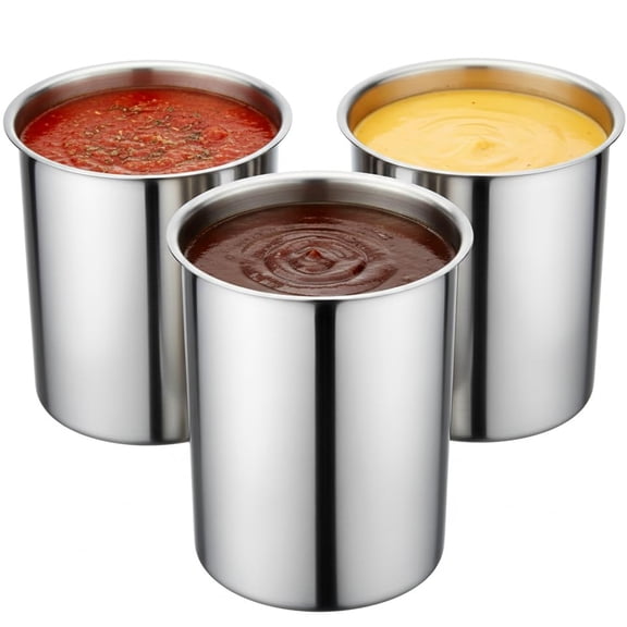 (Pack of 3) 2 Quart Stainless Steel Bain Marie Pot | 6-3/4" x 4-3/8" Heavy-Duty Pot for Warm & Cold Foods, Sauces, Soups, or Kitchen Utensil Storage (3, 2 Qt.) Y101