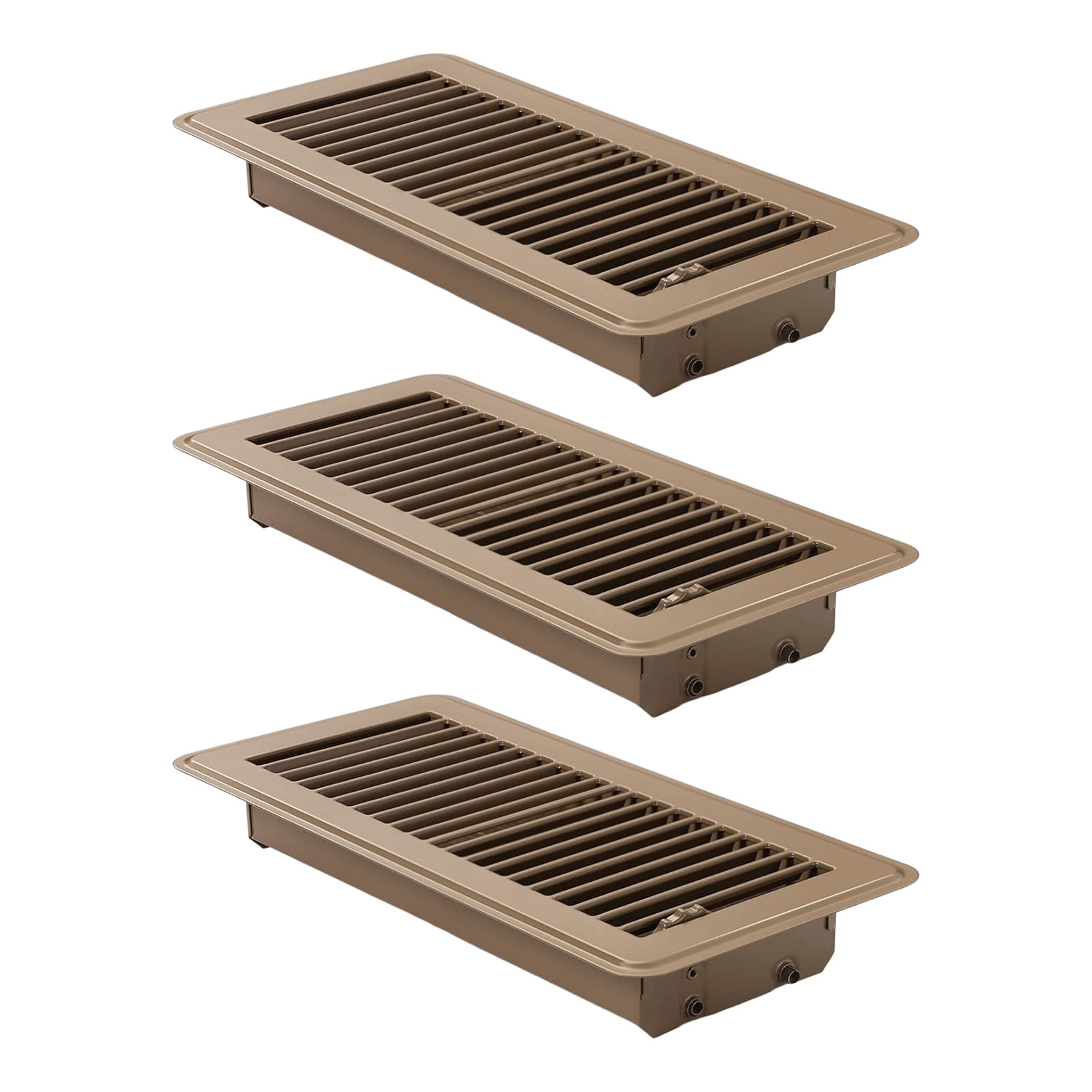 Pack of 3 Attractive 4x10 Inch Steel Floor Outlet Covers for HVAC Arrangements Easy Tool Complimentary Installation Permanent Metal Ventilation Grilles