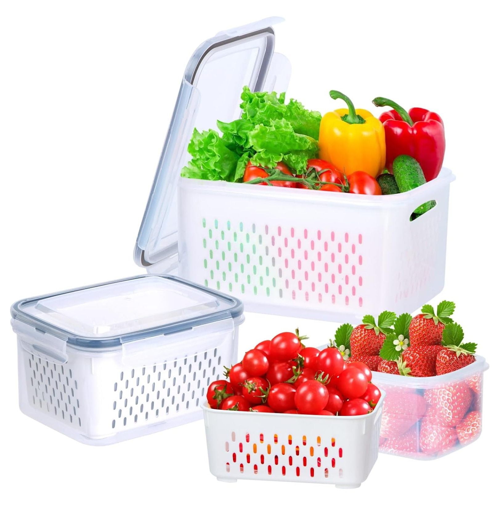 Pack of 3 Berry Containers for Fridge, Grape Storage Containers for
