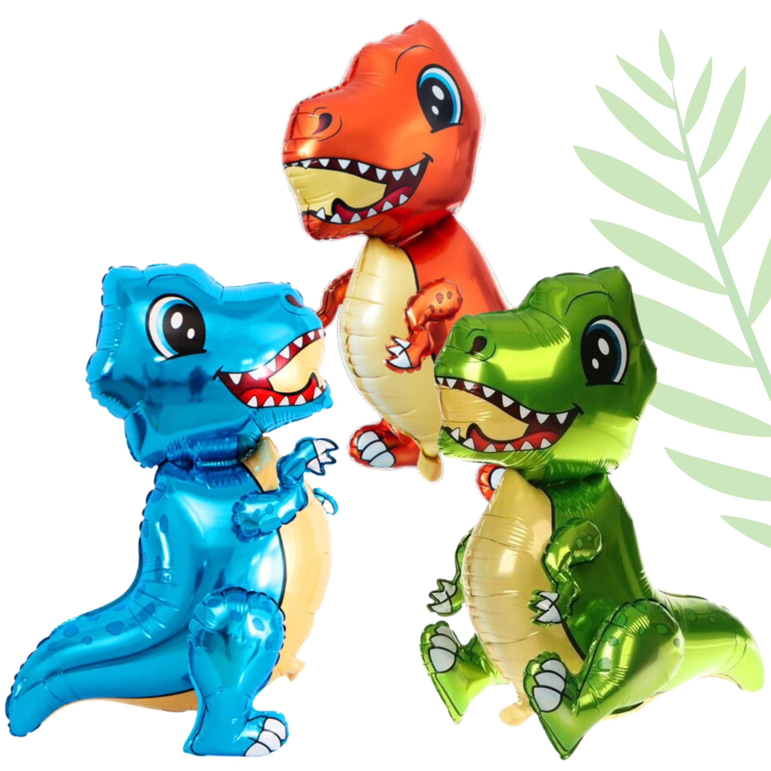 Pack of 3 Big AIF4Tyrannosaurus Foil Balloons - 3D Balloons for Birthday Party Foil Balloons Birthday Decorations Baby Shower Decorations (Blue, Green, Orange)