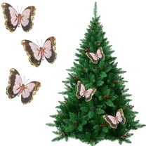Pack of 3 Christmas Butterfly Ornaments with Clips – Handmade Glitter Mesh Decorations for Tree, Wreaths, Gifts – DIY Holiday Decor in Gold, Silver, Pink, Red, Champagne