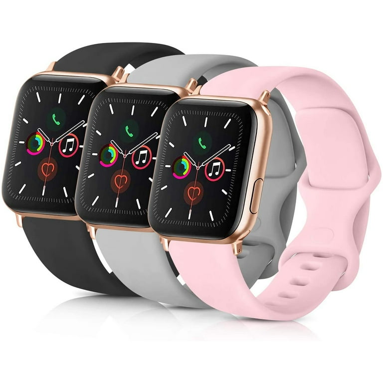 Pack 3 Compatible with Apple Watch Band 38mm, Soft Silicone