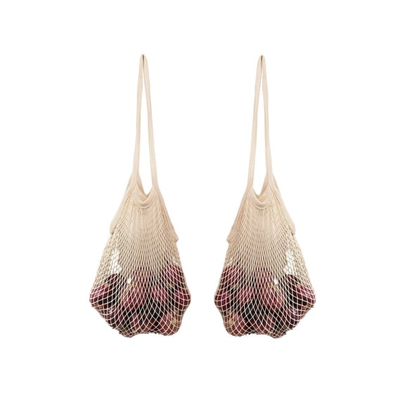 Pack of 3 Cotton Mesh Produce Bags, Reusable Grocery Fruit Food Bags, Net String Shopping Tote Bag, Foldable, Lightweight, and Airy Breathable Only bags)