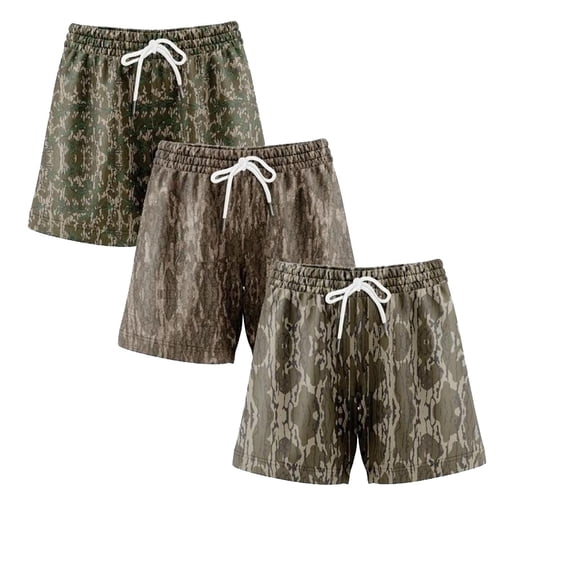 Pack 3 Duck Hunting Camo Shorts - 5 Inch Inseam Camo Mesh Design, Perfect for Men, Camo Mesh Design Breathable Gym
