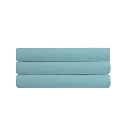 Pack of 3 - Flat Sheet (Twin Size, Solid Light Blue) 650-Thread-Count 100% Natural Cotton - (Available in Bulk/Dozen) Best for Hotel, SPA, Hospitals - Wrinkle, Fade and Stain Resistant