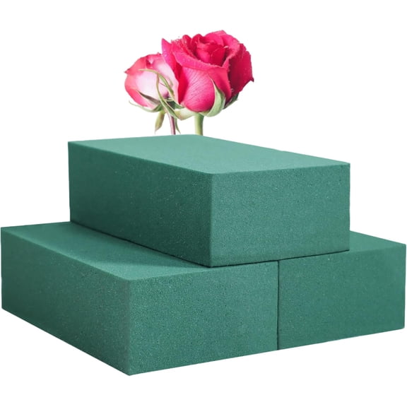 Pack of 3 Floral Blocks Each (5.5"L x 3.1"W x 1.7"H) Green Wet & Dry Flower for Fresh & Artificial Flower Arrangement, , Florist Supplies for DIYs, Arts, Crafts & Weddings