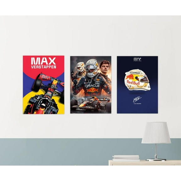 Pack of 3 - Formula 1 Max Verstappen Canvas Wall Posters 8.3X11.7 inch (A4 Size) Paper Home Decor Art Poster For Bedroom, Living room, Office, No Frame