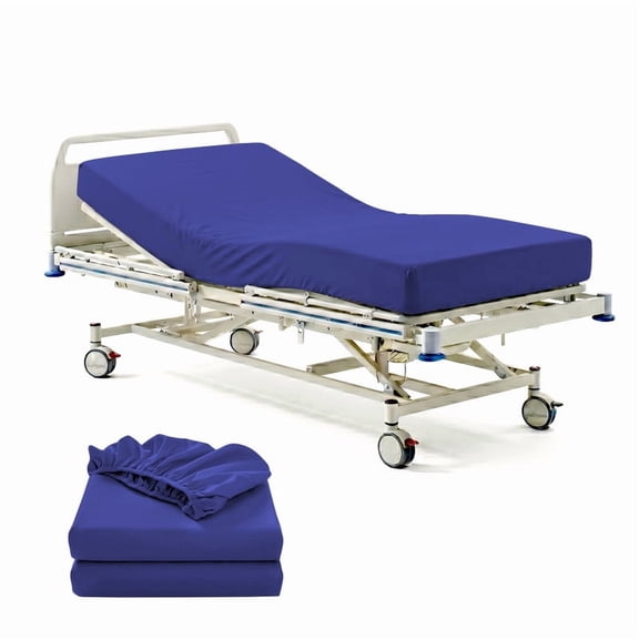 Pack of 3 Hospital Bed Fitted Sheets 36X84 Inch, 400 Thread Count 100% Egyptian Cotton, Royal-Blue Solid with 6 Inch Deep , Soft Sheets with Elastic All Around for Home & Hospital Care Beds