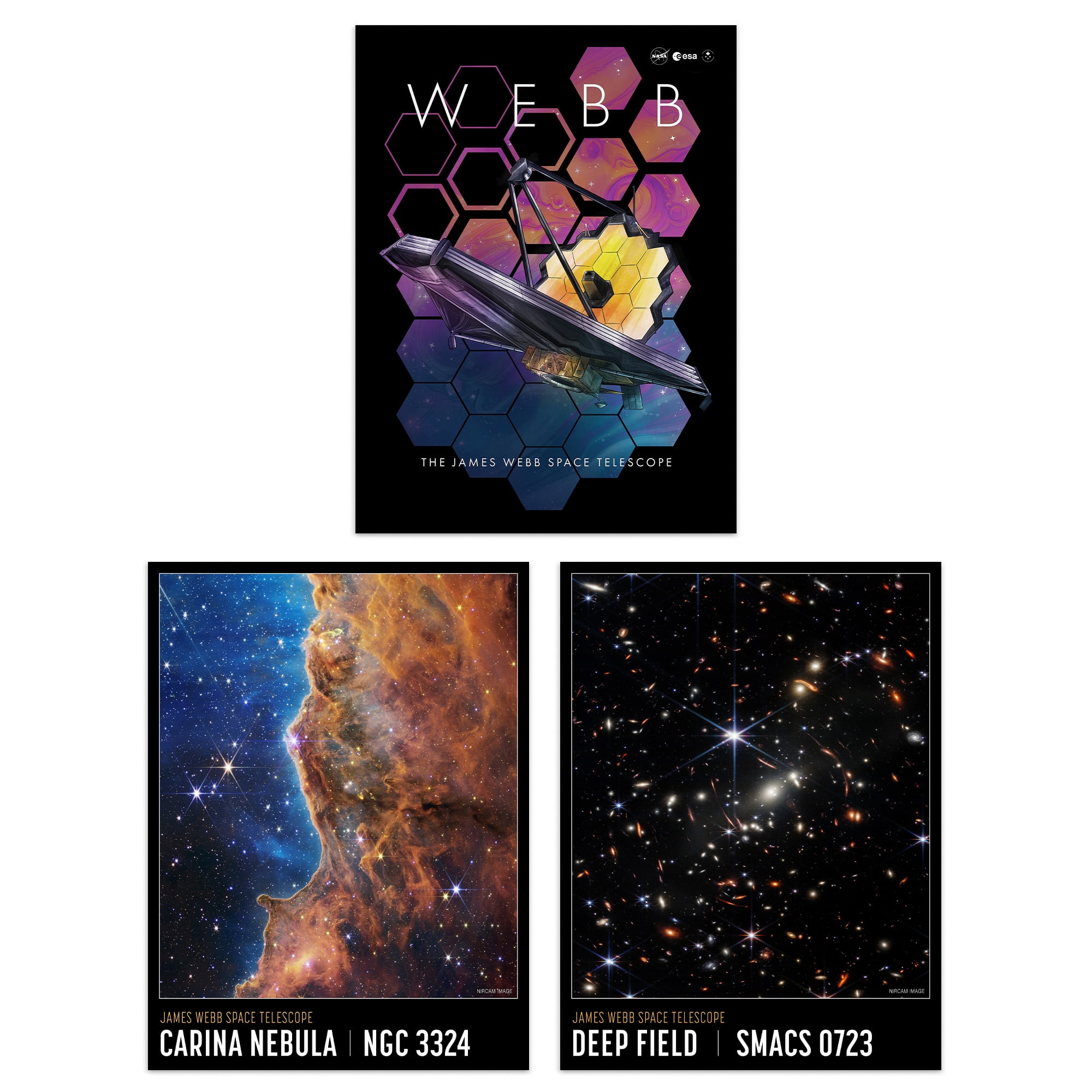 Pack of 3 NASA James Webb Space Telescope Exoplanet Travel Carina ...