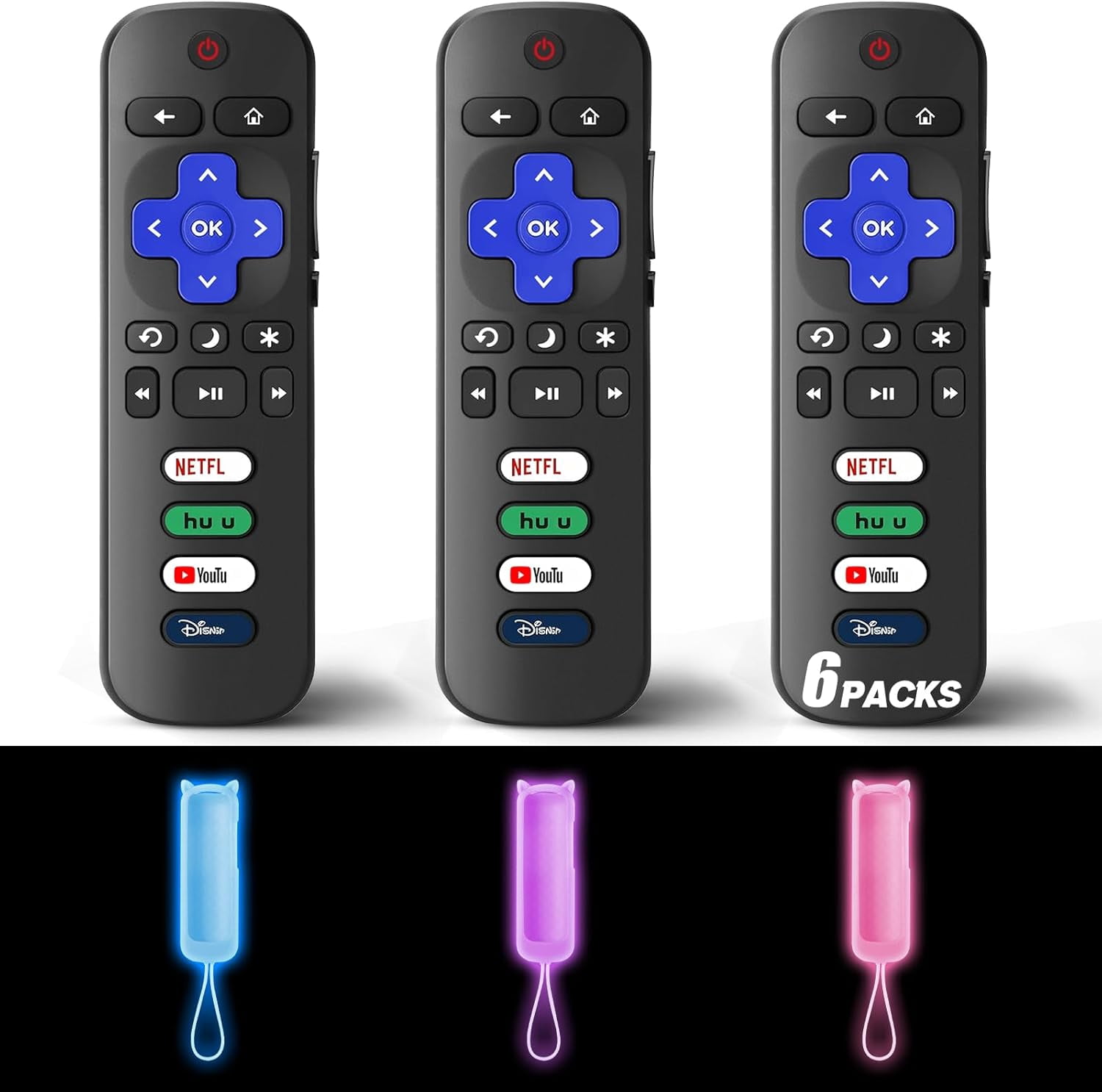 (Pack of 3) Replacement Remote Only for Roku TV with Soft Protective ...