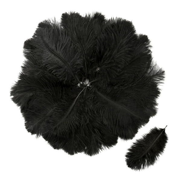 Pack of 30 Ostrich Feathers, Artificial Ostrich Feathers, Black Feathers, Decorative Feathers, DIY Craft Decoration Accessories, for Wedding Decoration, Home Decor, Party Table