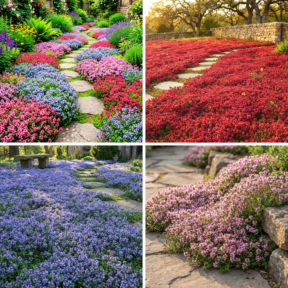 Pack 3500 Creeping Thyme Seeds for Planting, Thymus Serpyllum, Perennial Ground Cover Plants for Garden Borders and Rock Gardens
