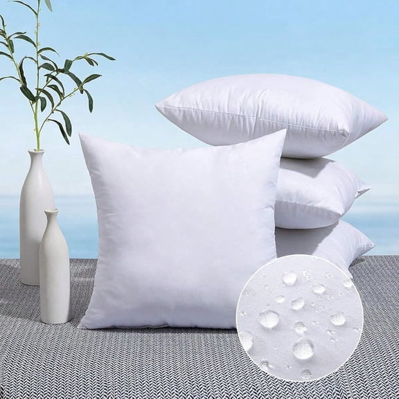 Pack Of 4 20x20 Outdoor Pillow Inserts WaterResistant Throw Pillow Inserts Decorative Premium Square Pillow Stuffer Sham For Porch Swing Couch Sofa Cushion Patio Furniture