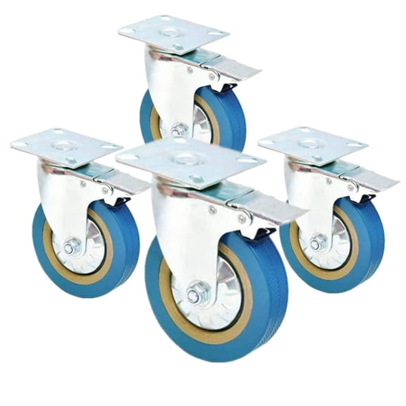 Pack of 4, BoYeeBo Industrial Lockable Threaded Stem Mount Swivel Caster 360°Rotation Non-Marking 3 inch Castor Wheel With Brake for Trolley, Carts, Furniture, Dolly, Workben (M10)