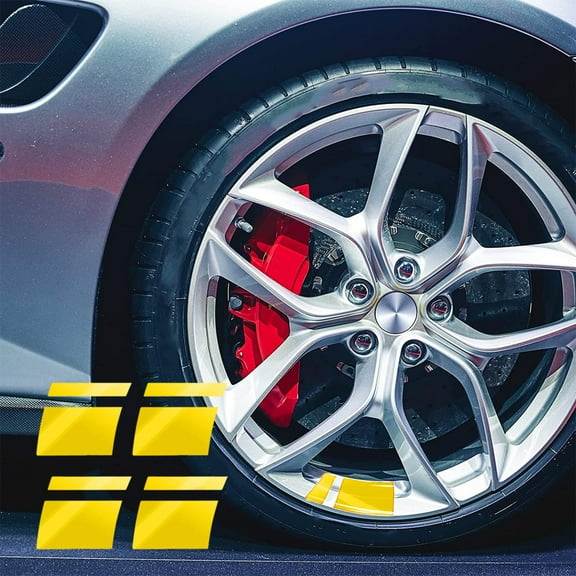 Pack-4 Car Reflective Stickers, DELESYS Car Wheel Rim Stripe Decals, Universal Automotive Decals for 18-21 Inch Wheels Tire Rim Decoration Accessories