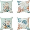 thumbnail image 1 of Pack of 4,Coral Starfish Seashell Beach Patterns Waterproof Pillow Covers Indoor Outdoor Throw Pillowcases Decorative Garden Cushion Case for Home Garden Patio Couch Balcony 18 x 18 inch Z006, 1 of 13