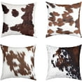 thumbnail image 1 of Pack of 4 Cow Fur Printed Decorative Throw Pillow Covers, Farmhouse Cowhide Square Cushion Case Set for Couch Sofa Bedroom Room,Western Farm Animal Skin Brown Pillow Cases Pillowcases, 18x18 Inches, 1 of 1