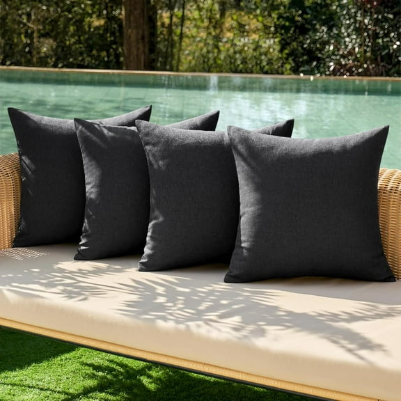 Pack of 4 Decorative Outdoor Throw Pillow Covers Linen Waterproof Pillow Covers Farmhouse Cushion Cases for Patio Garden Tent Balcony Couch Sofa18x18 inch Red/Turquoise