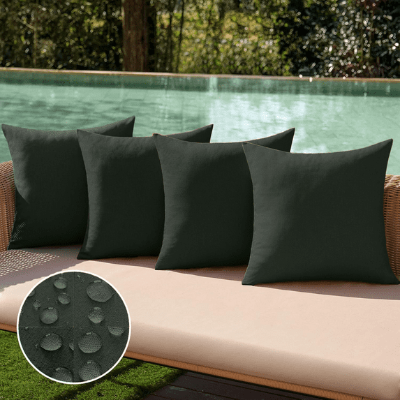 SANMADROLA Pack of 4 Decorative Outdoor Throw Pillow Covers Linen Waterproof Pillow Covers Farmhouse Cushion Cases for Fall Patio Garden Tent Balcony Couch Sofa 18x18 inch