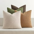 thumbnail image 1 of Pack of 4 Decorative Textured Boucle Throw Pillow Covers 18x18 Inch Green Brown Accent Solid Pillow Cases Soft Couch Cushion Covers Modern Farmhouse Boho Chair Sofa Bed Livingroom Home Decor, 1 of 7