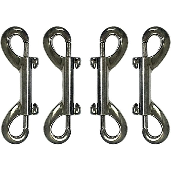 Pack of 4 Double Ended Bolt Snap Hook 3.5" Zinc Alloy Spring Hook Nickel Plated Metal Clips Trigger Chain Clips Multipurpose Hardware Buckle for Horse Tack Dog Leash Garage Use, Black